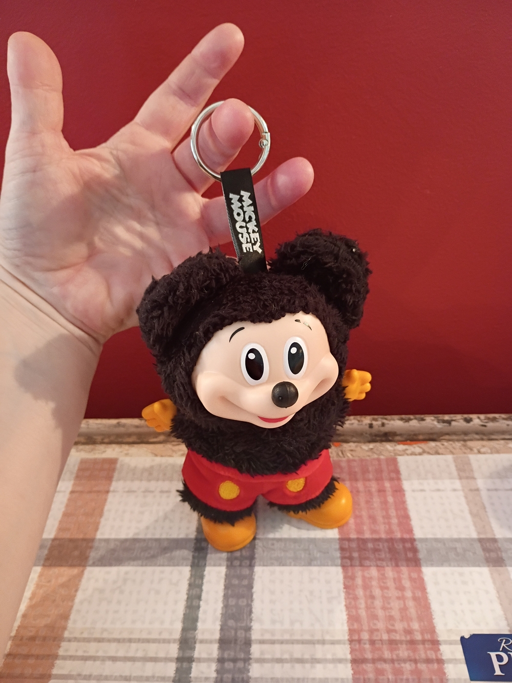 Mickey Mouse Plush Keychain - Black/Red Novelty Card & Key Holder